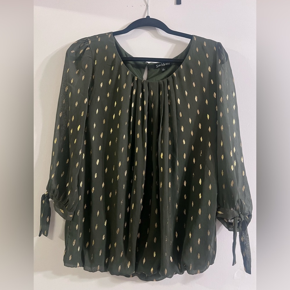 Army Green and Metallic Gold Top